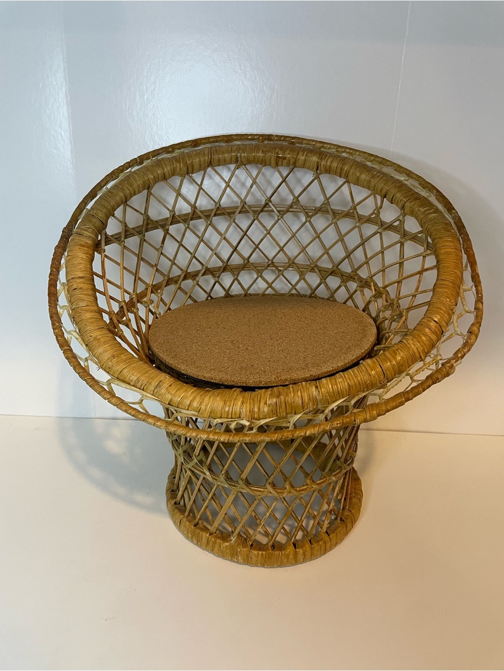 🌱Round Woven Rattan Accent Chair Plant Stand